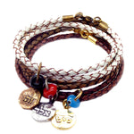 Dana Levy Kabbalah Blessing Token Evil Eye Double Leather Braid Bracelets Stack