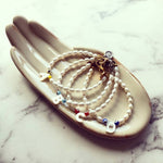 Dana Levy Mother of Pearl Initial Alphabet Charm Evil Eye Freshwater Pearl Bracelet - ABCD Hamsa Hand 