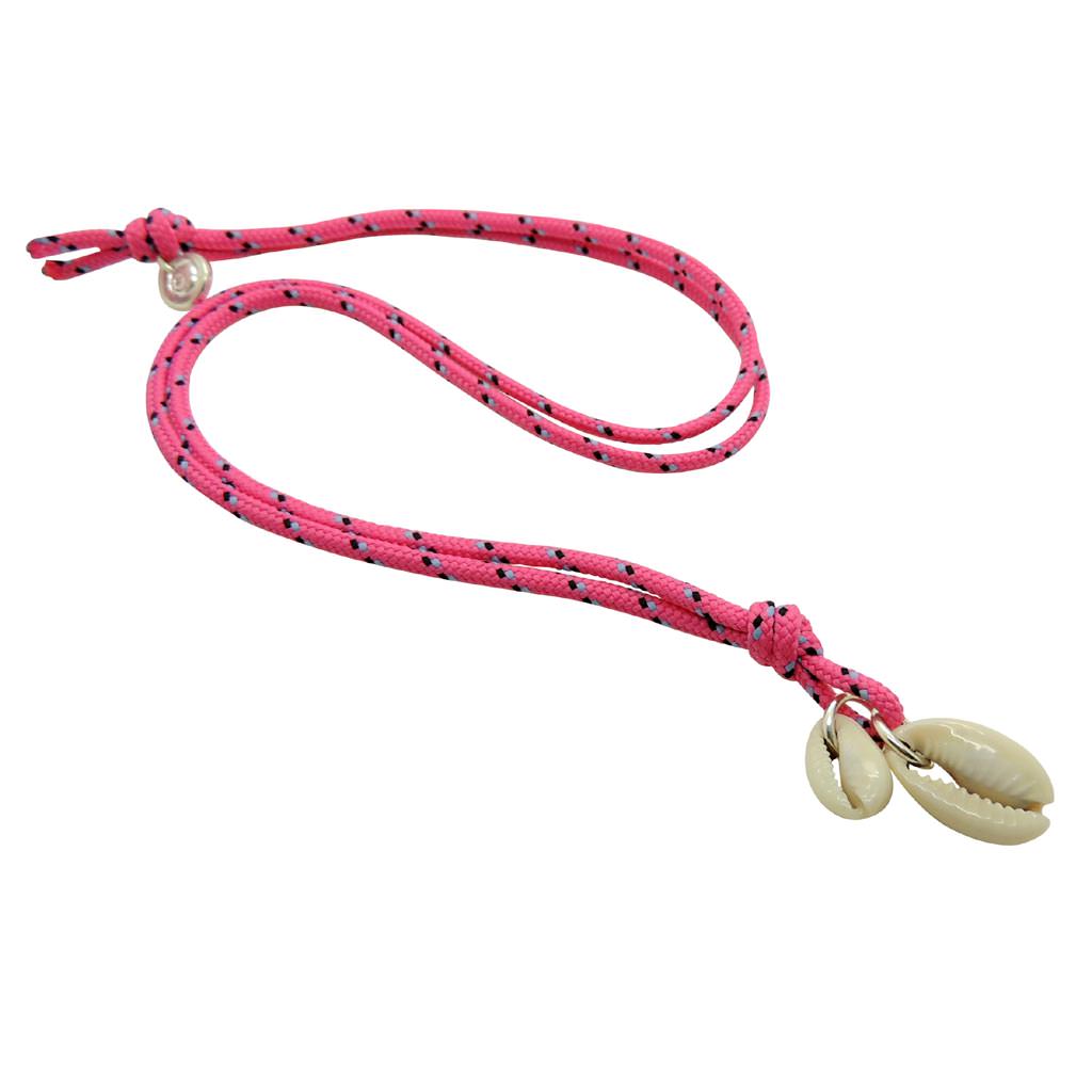 Dana Levy Seashell Charm Duo Nautical Cord Necklace - Pink Cord