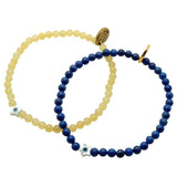 Dana Levy Mini Mother of Pearl Evil Eye Star Charm Gemstone Bracelet - Lapis Lazuli and Aragonite Pair