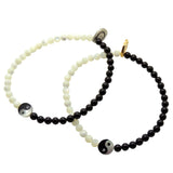 Dana Levy Yin Yang Charm Gemstone Duo Bracelet - Pair Antique Silver and Gold Plate
