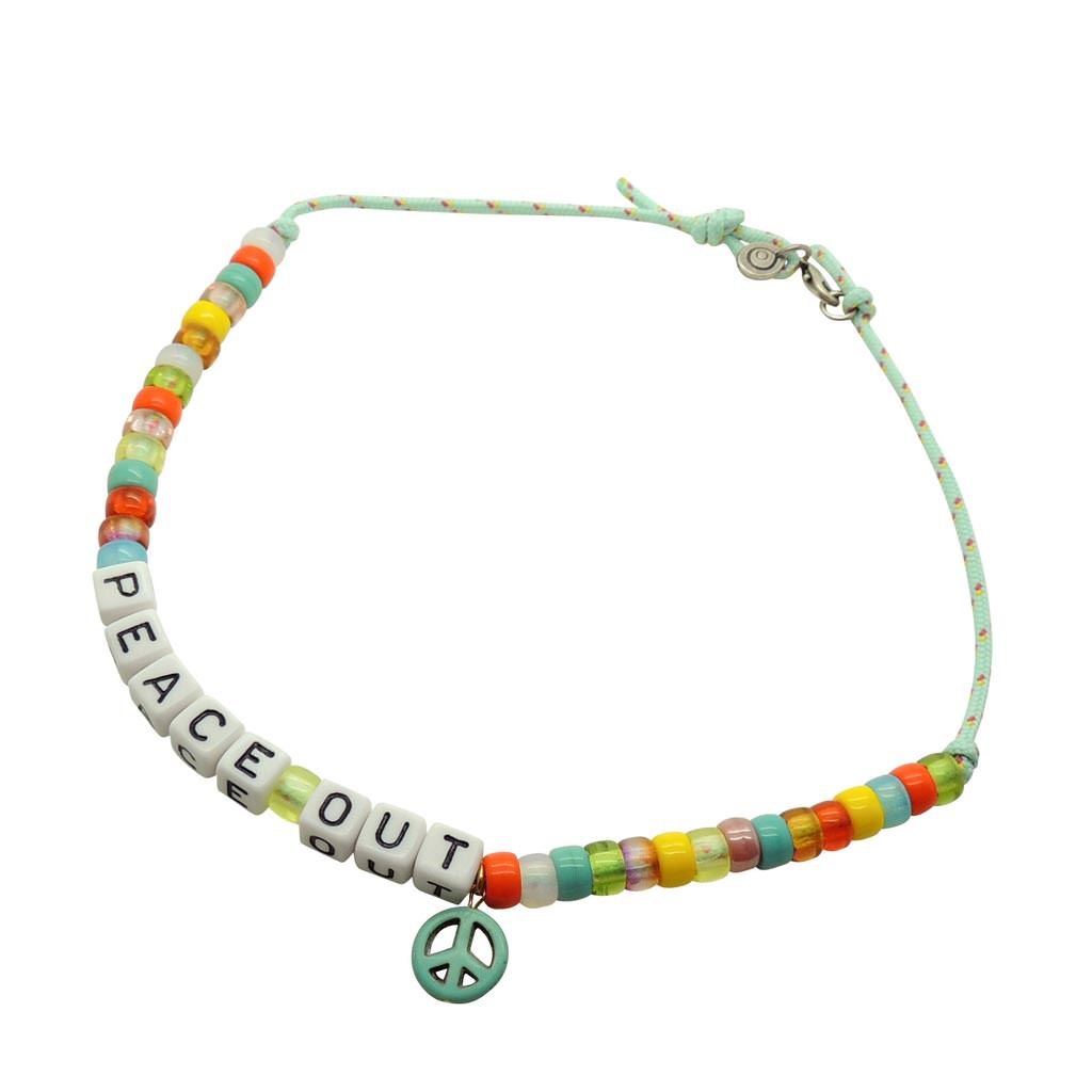 Dana Levy Maxi DIY Personalised Name Abacus Cord Necklace - Peace Out / Mint Cord