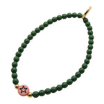 Dana Levy Multicolour Mini Star Symbol Charm Glass Bead Bracelet - Peach Star / Gold Plate / Forest Green Glass Beads