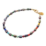 Dana Levy Rainbow Peacock Freshwater Pearl Anklet - Gold Plate