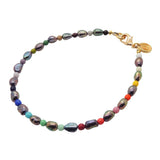 Dana Levy Rainbow Peacock Freshwater Pearl Anklet - Gold Plate