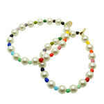 Dana Levy Rainbow Pearl Charm Glass Bead Bracelet - Shiny Silver and Gold Plate