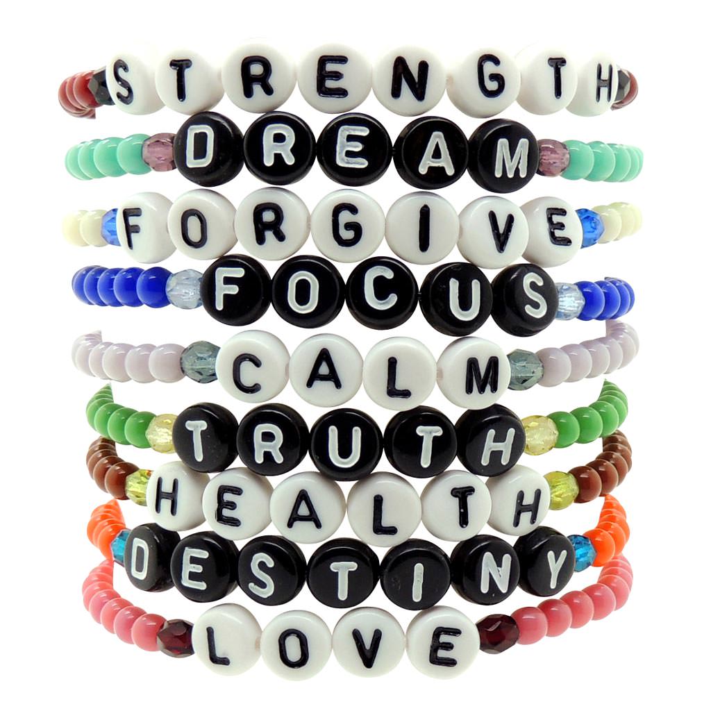 Dana Levy Personalise and Protect Alphabet Name Glass Bead Bracelet - Group Stack 
