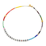 Dana Levy DIY Personalised Name Alphabet Rainbow Beaded Necklace - White Letters Black Text