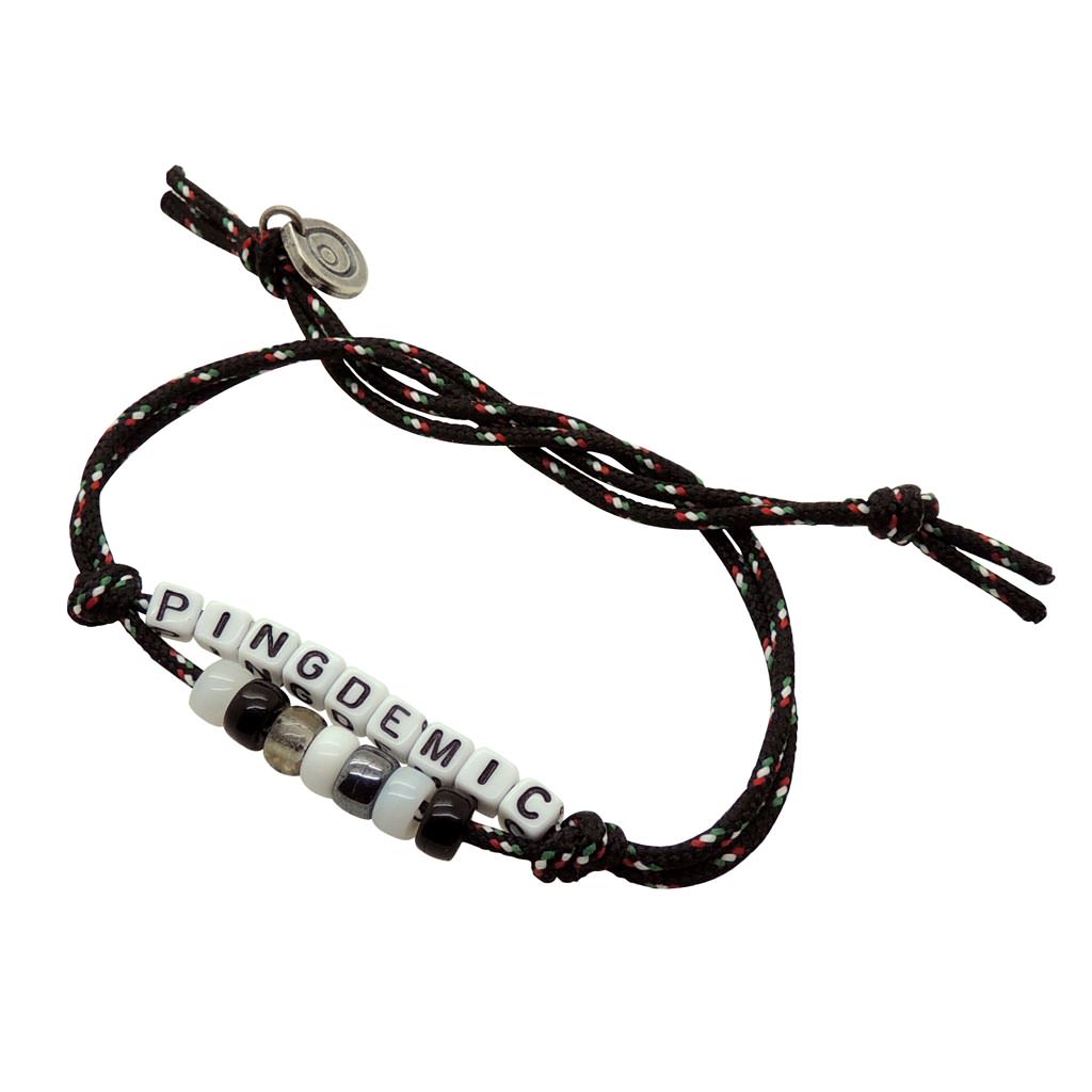 Dana Levy Mini Personalised Name Abacus Charm Cord Duo Bracelet - Pingdemic / Black Cord/ Monochrome