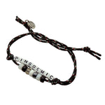 Dana Levy Men's Mini DIY Personalised Name Abacus Charm Cord Duo Bracelet - Pingdemic / Black Cord / Monochrome