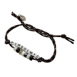 Dana Levy Men's Mini DIY Personalised Name Abacus Charm Cord Duo Bracelet - Pingdemic / Black Cord / Monochrome