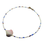 Dana Levy Porcelain Seashell Charm Glass Rocaille Bead Mix Necklace - Pink/Cream/Blue
