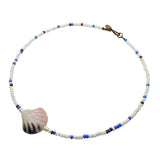 Dana Levy Porcelain Seashell Charm Glass Rocaille Bead Mix Necklace - Pink/Cream/Blue