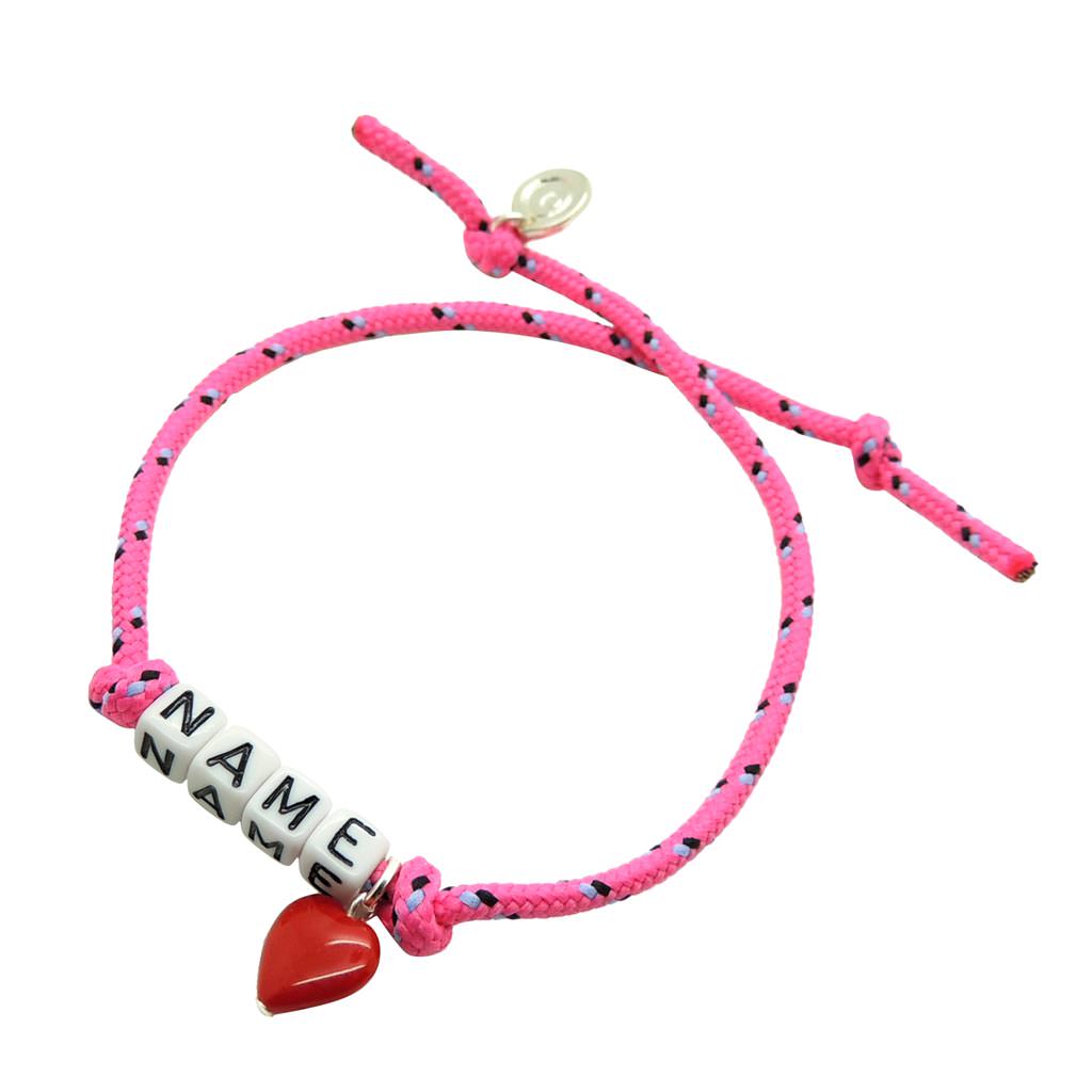 Dana Levy Personalised Name Alphabet Charm Cord Bracelet - Name Pink