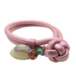 Dana Levy Seashell Charm Metallic Double Leather Cord Bracelet - Metallic Pink Closed