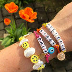 Dana Levy Smiley Charm Freshwater Pearl Bracelet - Positive Vibes Only Wrist Stack