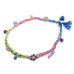Dana Levy Beach Charms Bandana Braid Necklace - Blue/Lilac/Pink/Green - Purple Charms