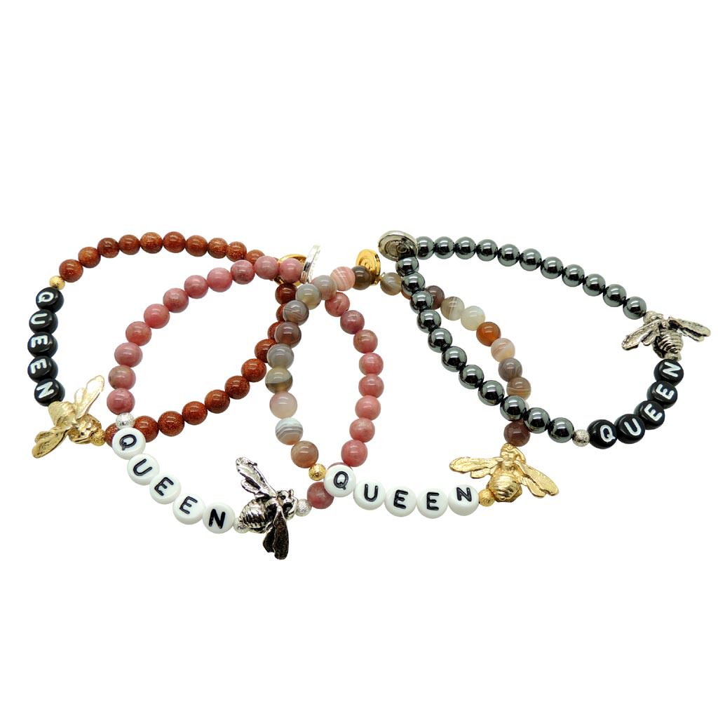 Dana Levy Queen Bee Alphabet Charm Gemstone Bead Bracelet - Group
