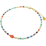 Dana Levy Multicolour Alef Bet Hebrew Initial Charm Freshwater Pearl Glass Crystal Bead Duo Choker - Orange Lamed Rainbow Spectrum