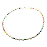 Dana Levy Rainbow Faux Pearl Beaded Necklace - Gold Plate