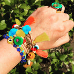 Dana Levy Rainbow Pompom Lucky Charms Leather Cord Bracelet - On Wrist