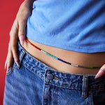 Dana Levy Rainbow Spectrum Glass Bead Belly Chain - Details Denim