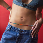 Dana Levy Rainbow Spectrum Glass Bead Belly Chain - Front
