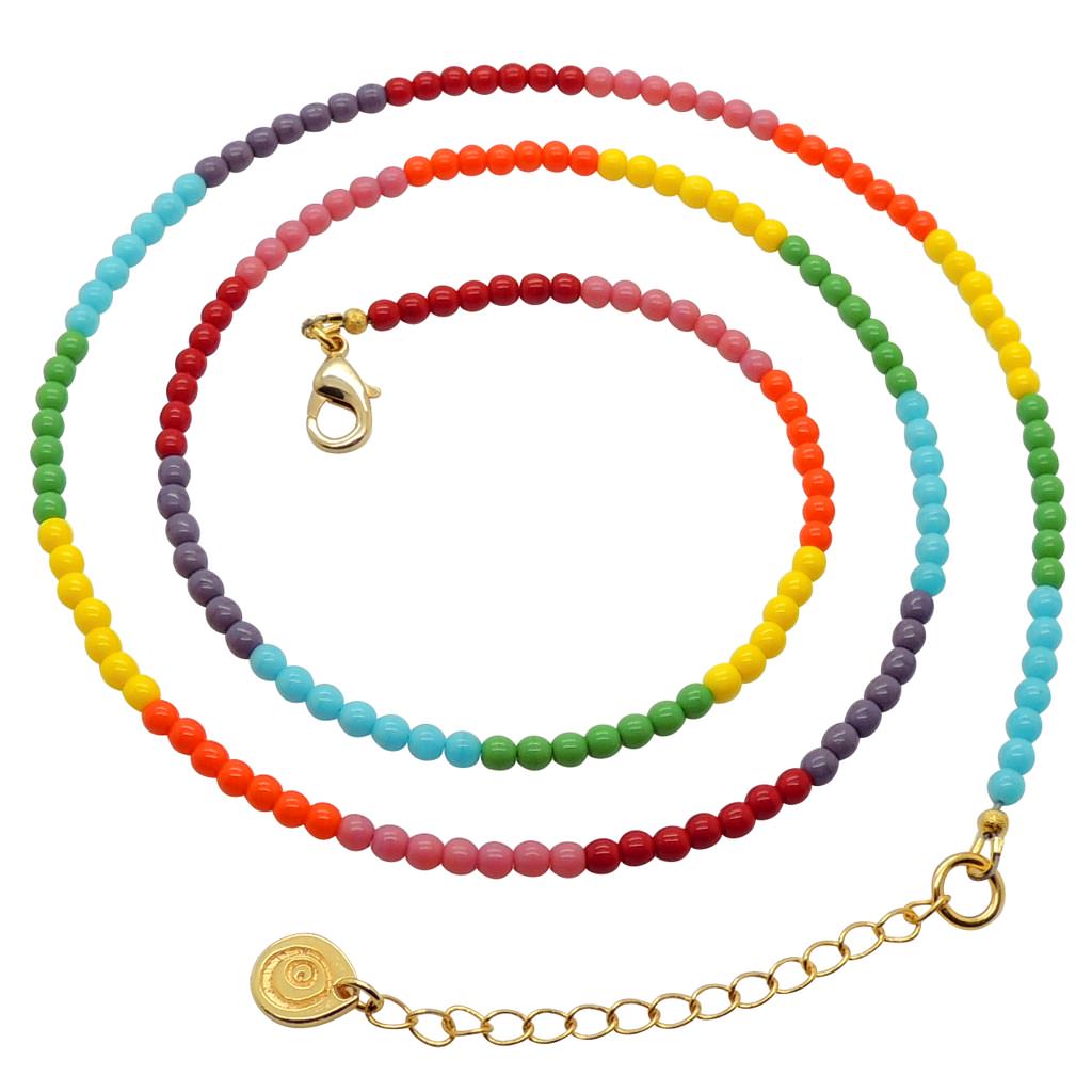 Dana Levy Rainbow Spectrum Glass Bead Belly Chain Spiral - Gold Plate 