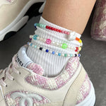 Dana Levy Multicolour Mini Smiley Charm Freshwater Pearl Anklet - Pearl Anklet Trio ThreadsGen