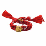 Dana Levy Alphabet Charm Bandana Braid Bracelet - Red D