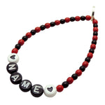 Dana Levy Men’s Personalised Name Two Tone Glass Bead Bracelet - Red Black