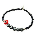 Dana Levy Eye Candy Alphabet Charm Gemstone Bead Bracelet - Red Evil Eye Blue Goldstone