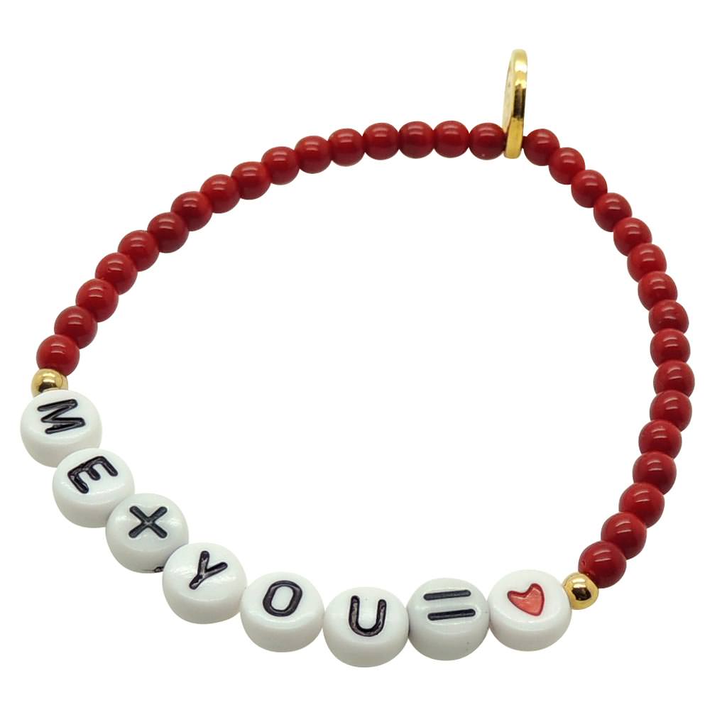 Dana Levy Do The Math Personalised Glass Bead Bracelet - Me + You Red