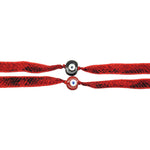 Dana Levy Multicolour Glass Evil Eye Amulet Wild Silk Ribbon Wrap Bracelet - Red Snake Print Duo