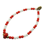 Dana Levy Men's Evil Eye Lucky Charm Football Team Glass Bead Bracelet - Red & White