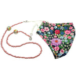 Dana Levy Retro Floral Charm Beaded Face Covering Chain - Dusty Pink with Floral Meadows Face Covering