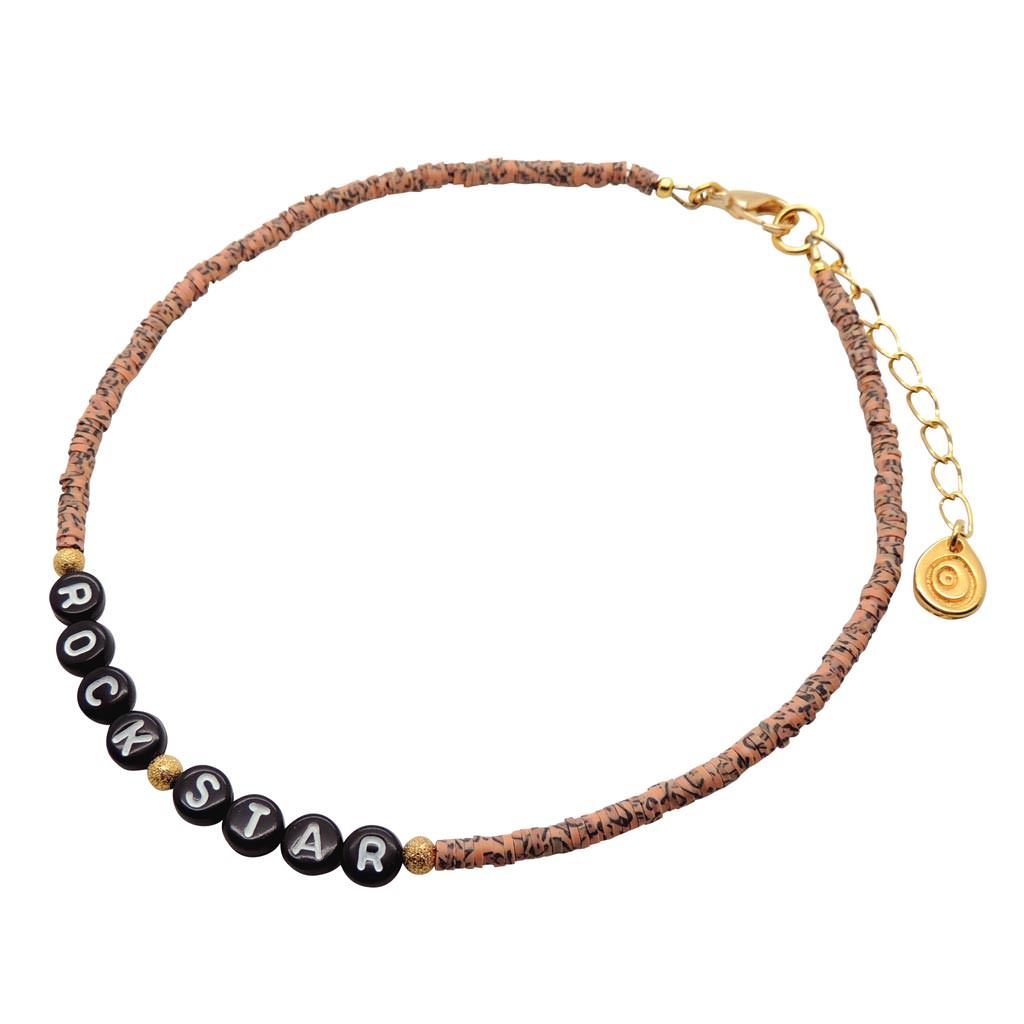 Dana Levy Limited Edition Personalised Alphabet Bead Animal Print Choker - Rock Star / Tiger Print