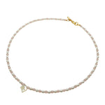Dana Levy Mother of Pearl Shell Zodiac Symbol Freshwater Pearl Faceted Crystal Bead Duo Necklace - Virgo Dark Rose