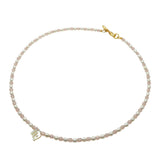 Dana Levy Mother of Pearl Shell Zodiac Symbol Freshwater Pearl Faceted Crystal Bead Duo Necklace - Virgo Dark Rose