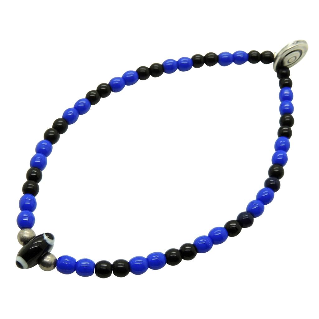 Dana Levy Men's Evil Eye Lucky Charm Football Team Glass Bead Bracelet - Royal Blue & Black