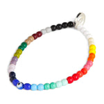 Dana Levy Round Mini Evil Eye Charm Rainbow Glass Bead Bracelet - Royal Blue
