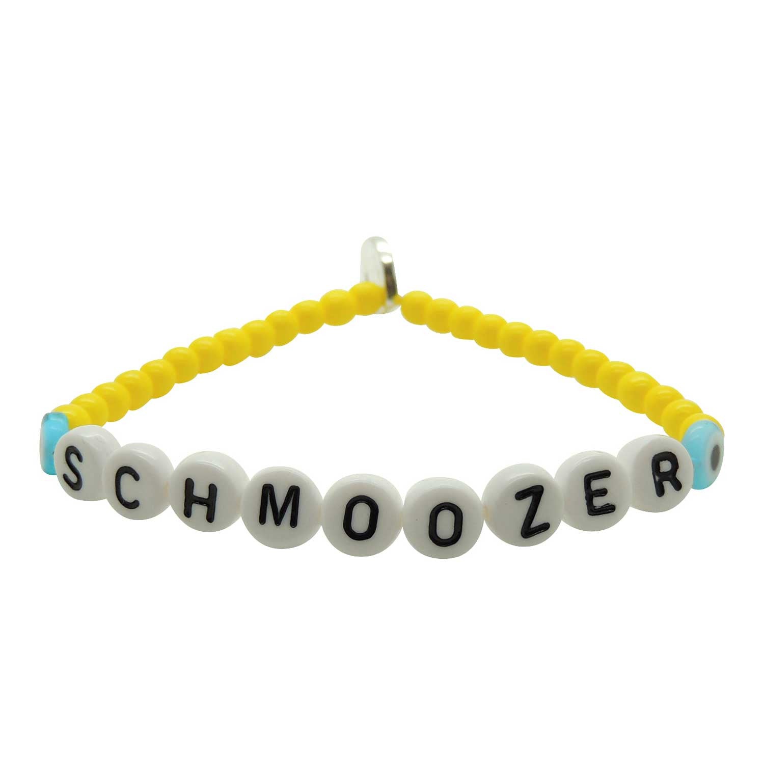 Dana Levy Schmoozer Yinglish Alphabet Glass Bead Bracelet White Yellow