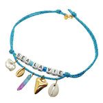 Dana Levy Personalised Maxi Alphabet Cube Beach Treasures Nautical Cord Necklace - Sea La Vie / Turquoise Cord 