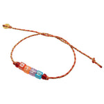 Dana Levy Rainbow Glitter Alef Bet Hebrew Name Multicolour Cord Bracelet - Shalom Red Mix Braid