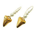 Dana Levy Shark Tooth Charm Pearl Hoop Earrings