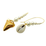 Dana Levy Shark Tooth and Seashell Charm Pearl Hoop Earrings