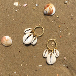 Dana Levy Seashell Charm Trio Mini Hoop Earrings - Beach Flatlay
