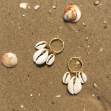 Dana Levy Seashell Charm Trio Mini Hoop Earrings - Beach Flatlay