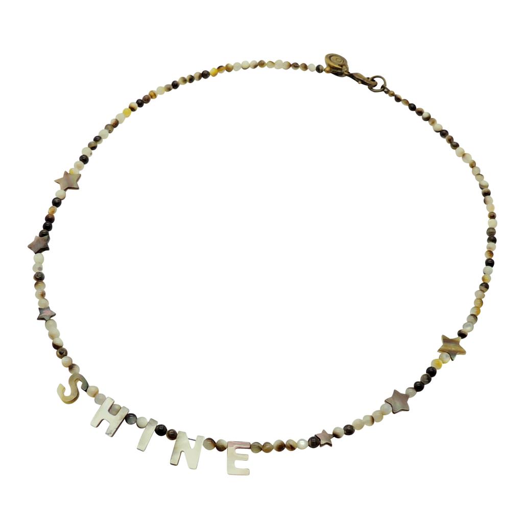Dana Levy DIY Black Lip Shell Personalised Name Beaded Necklace - Shine with Star Charms Trio 