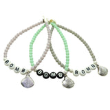 Dana Levy Bombshell Alphabet Charm Glass Bead Bracelet - Silver Trio